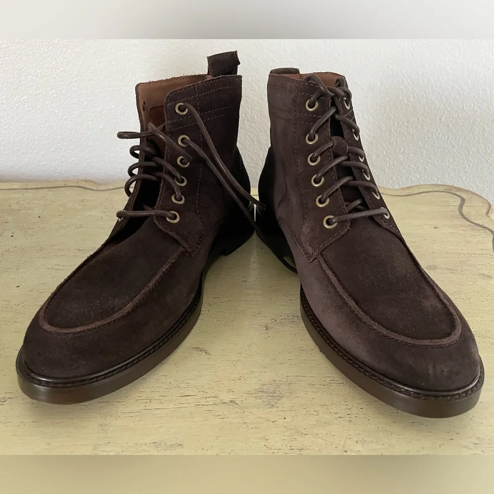 J. CREW Suede Lace Up Boots‎ in Brown Size 8.5 $248 NWOB CL558